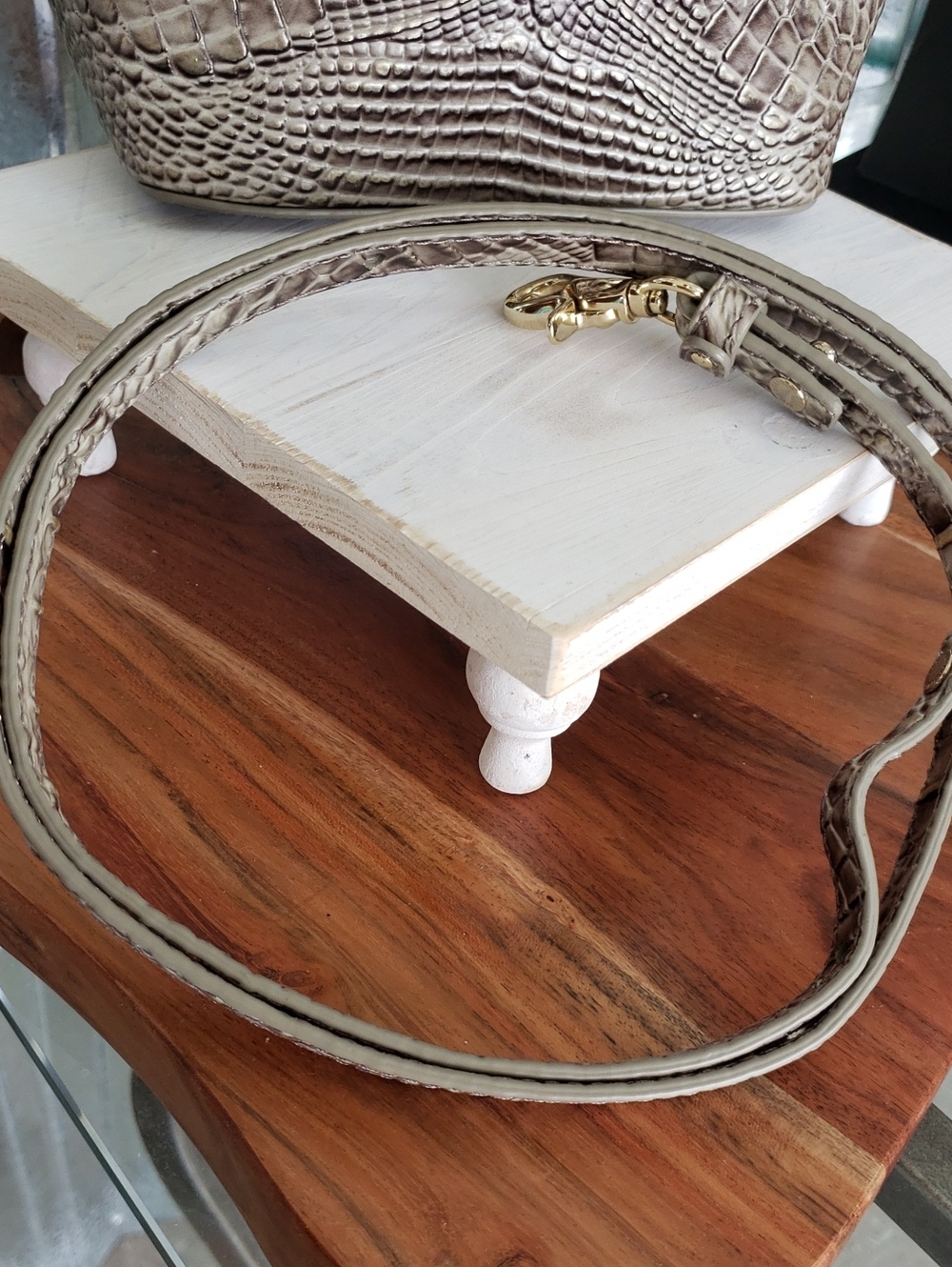 Croc-Embossed Bucket Bag in Taupe - Women Bags - Picture 6 of 6